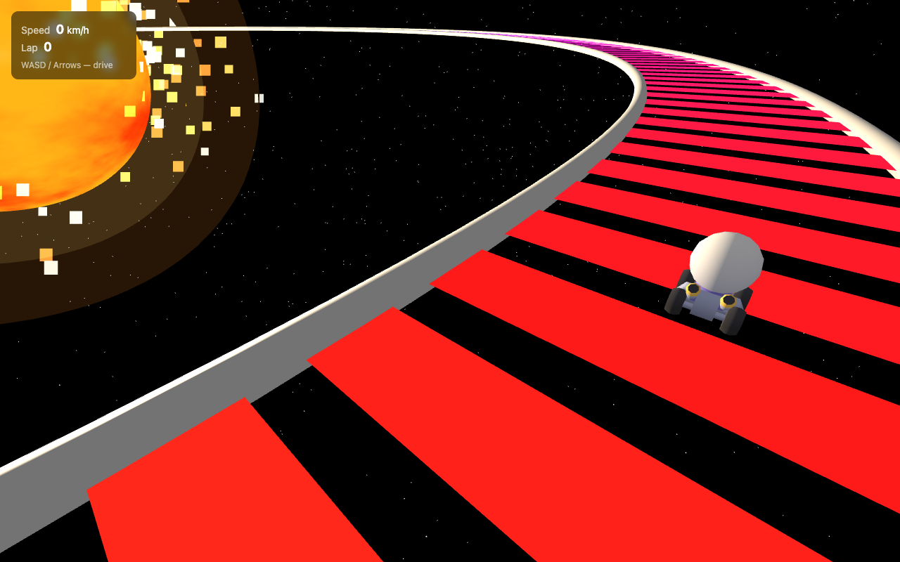 Final game — chase-cam driving view