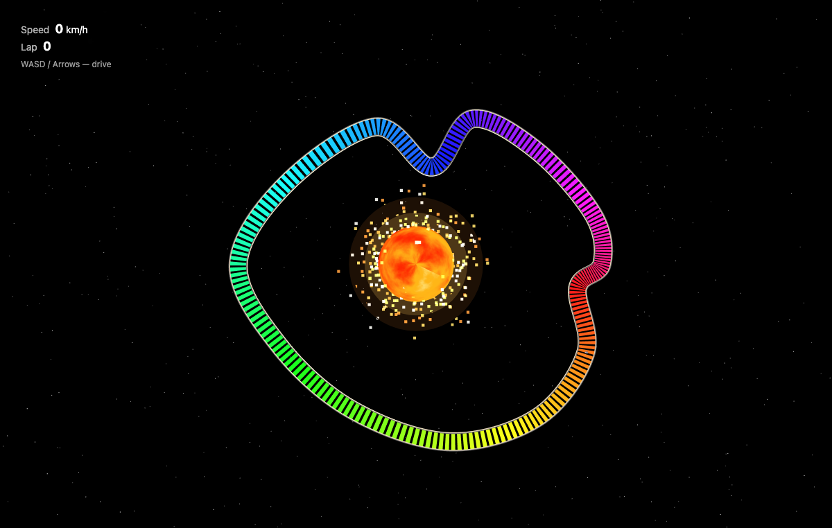 Final game — top-down solar system circuit